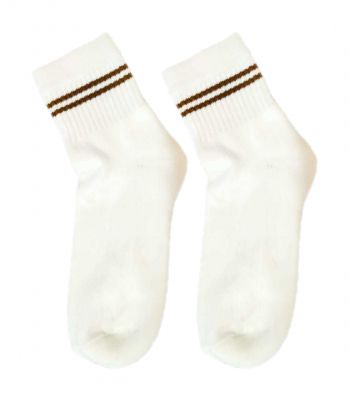 GOL CMR Plain White With Two Brown Rings Crew Socks (Pack Of 3)
